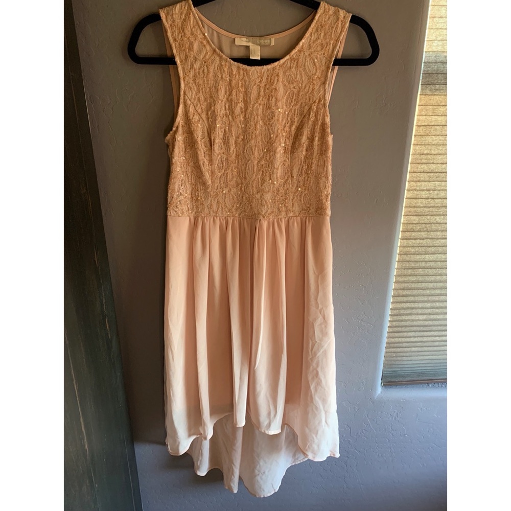 🌟 Forever 21 Blush Pink Lace And Sequin Dress Size Small